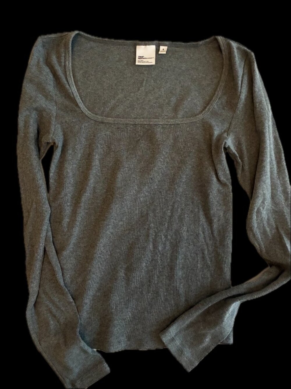 Aritzia TNA Long Sleeve Square Neck Homestretch Tee (Small)
